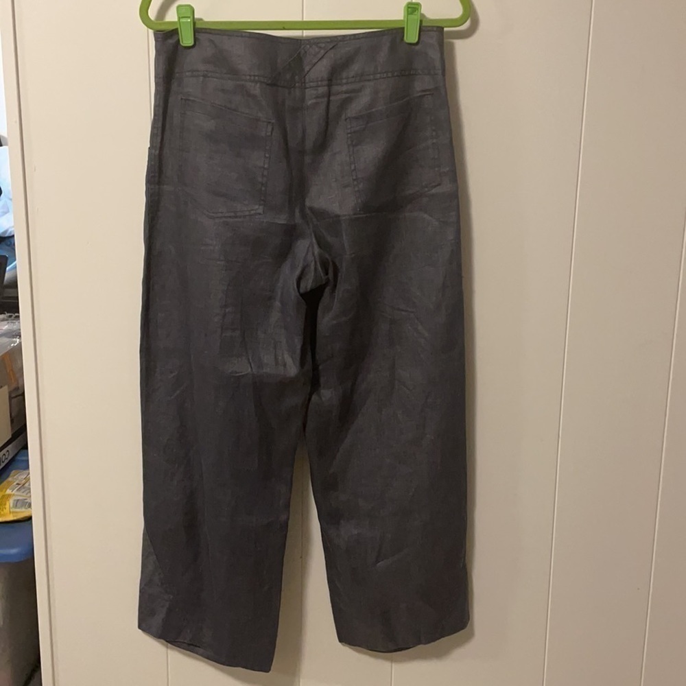 Elsewhere Linen Funky And Interesting Wide Ruched Linen Legged Pants View 5